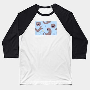 River Otter Repeat Pattern Baseball T-Shirt